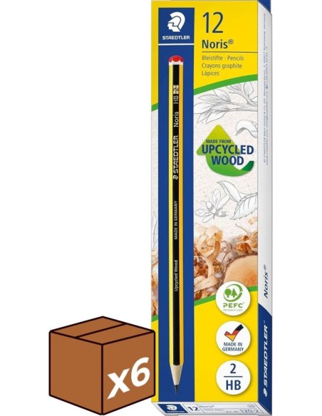 C 12 LAPIZ DE GRAFITO NORIS HB Nº2 pack 6u